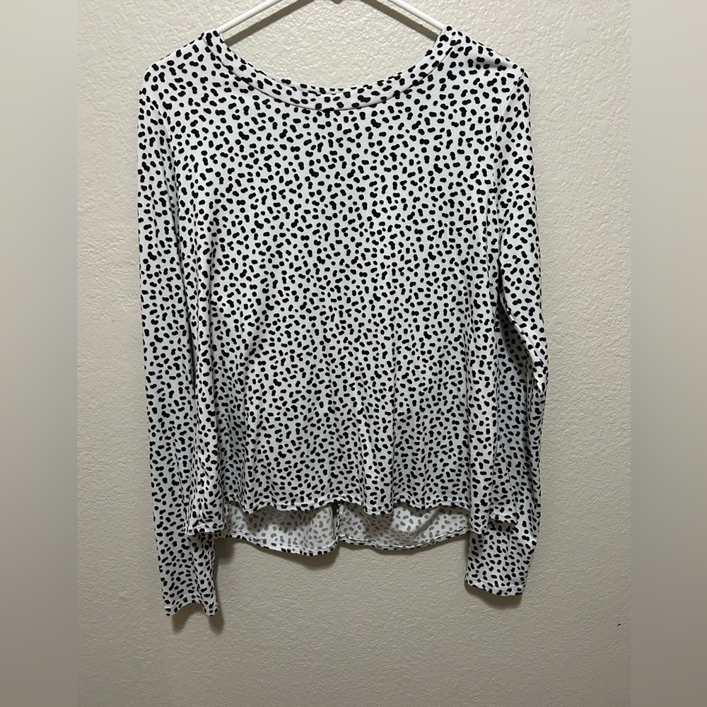 AS Revival Dalmatian Print Open Back Long Sleeve Top Size Medium Polka Dots